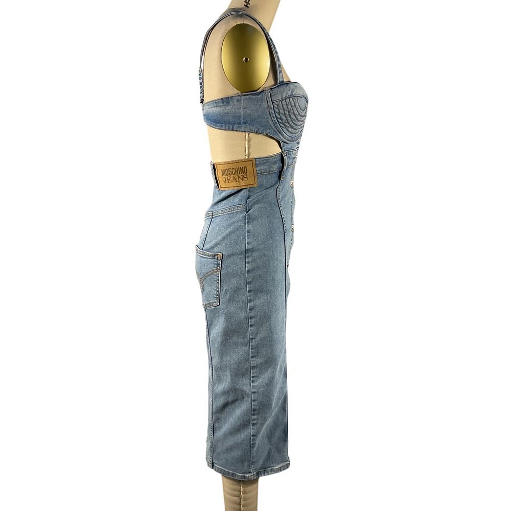 Moschino Structured Blue Button Front Bustier Dre… - image 4